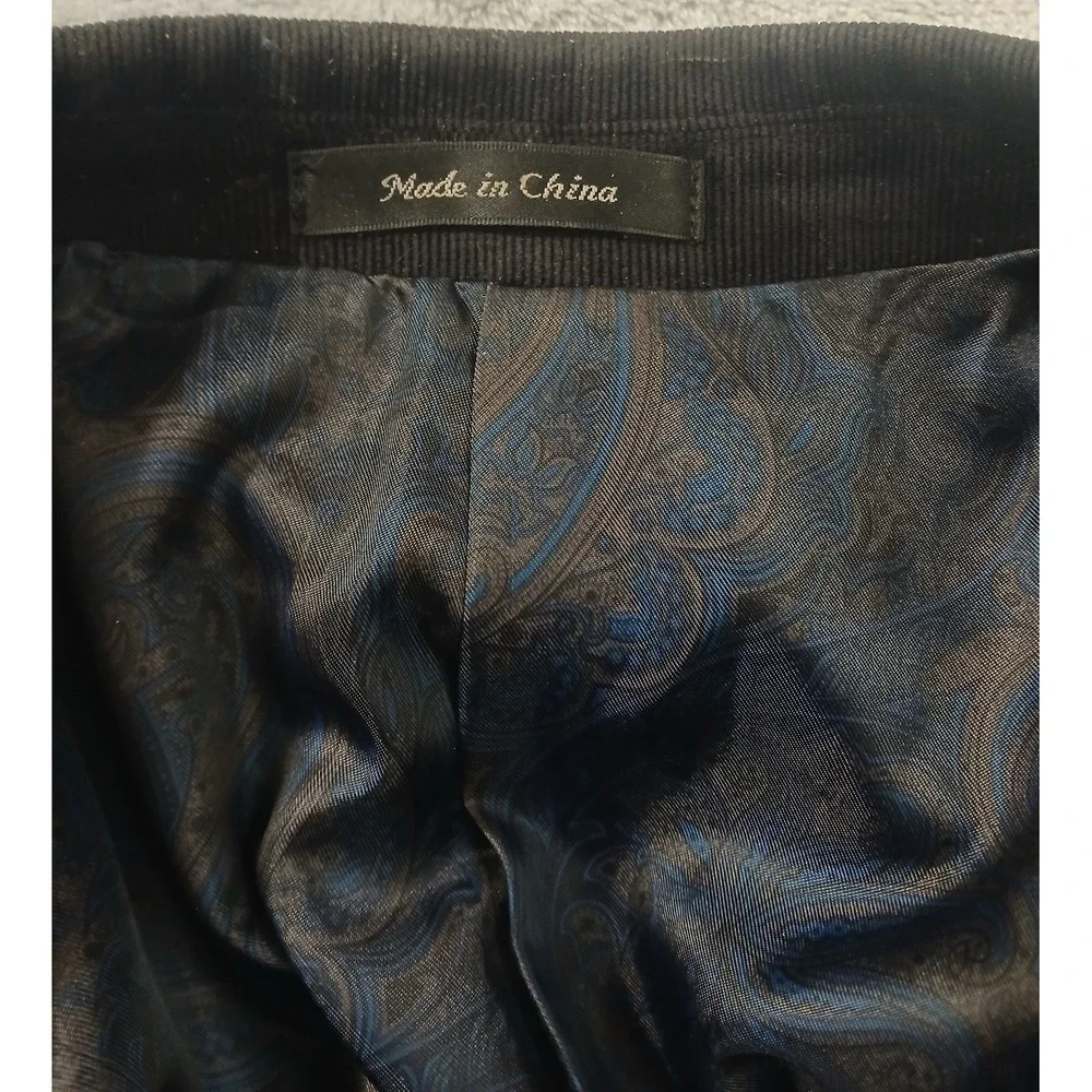 Chaps Mens Black Corduroy Two Button Blazer Sport Coat Jacket Paisley Lining 40R